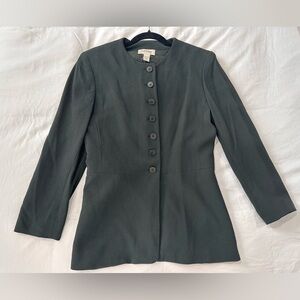 Vintage Calvin Klein Collection- Dark Green High Neck Button Front Blazer